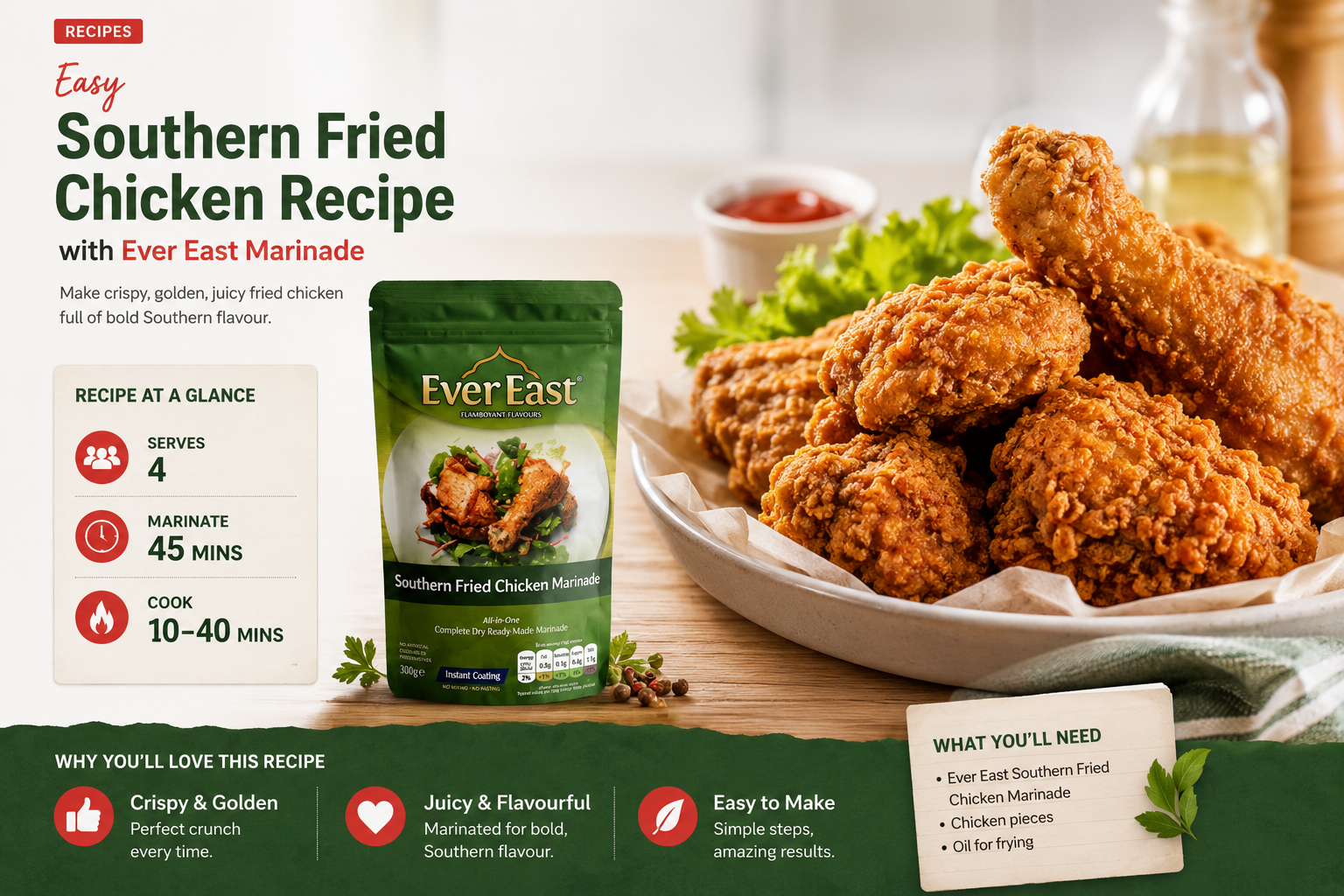 text Recipes Easy Southern Fried Chicken Recipe with Ever East Marinade Make crispy, golde