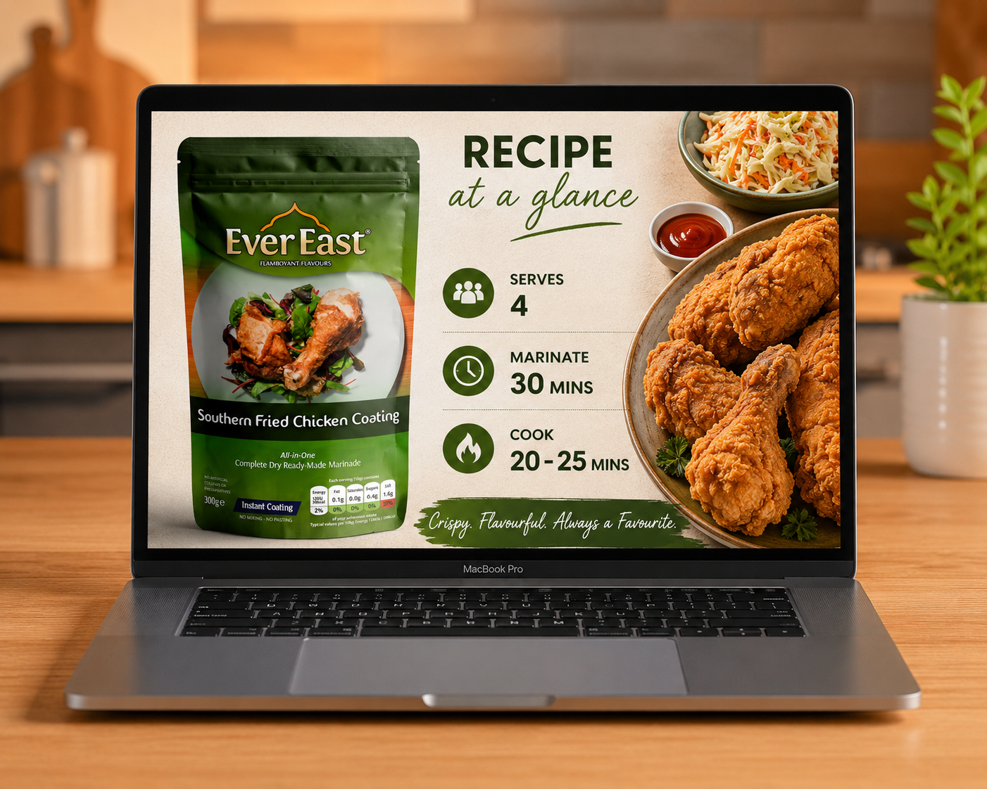 turned-on MacBook Pro on table Recipe at a glance Serves 4 Marinate 45 mins Cook 10–40 min